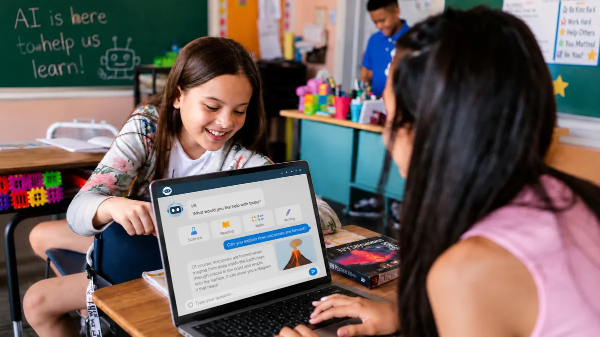 A student using an AI tool in class